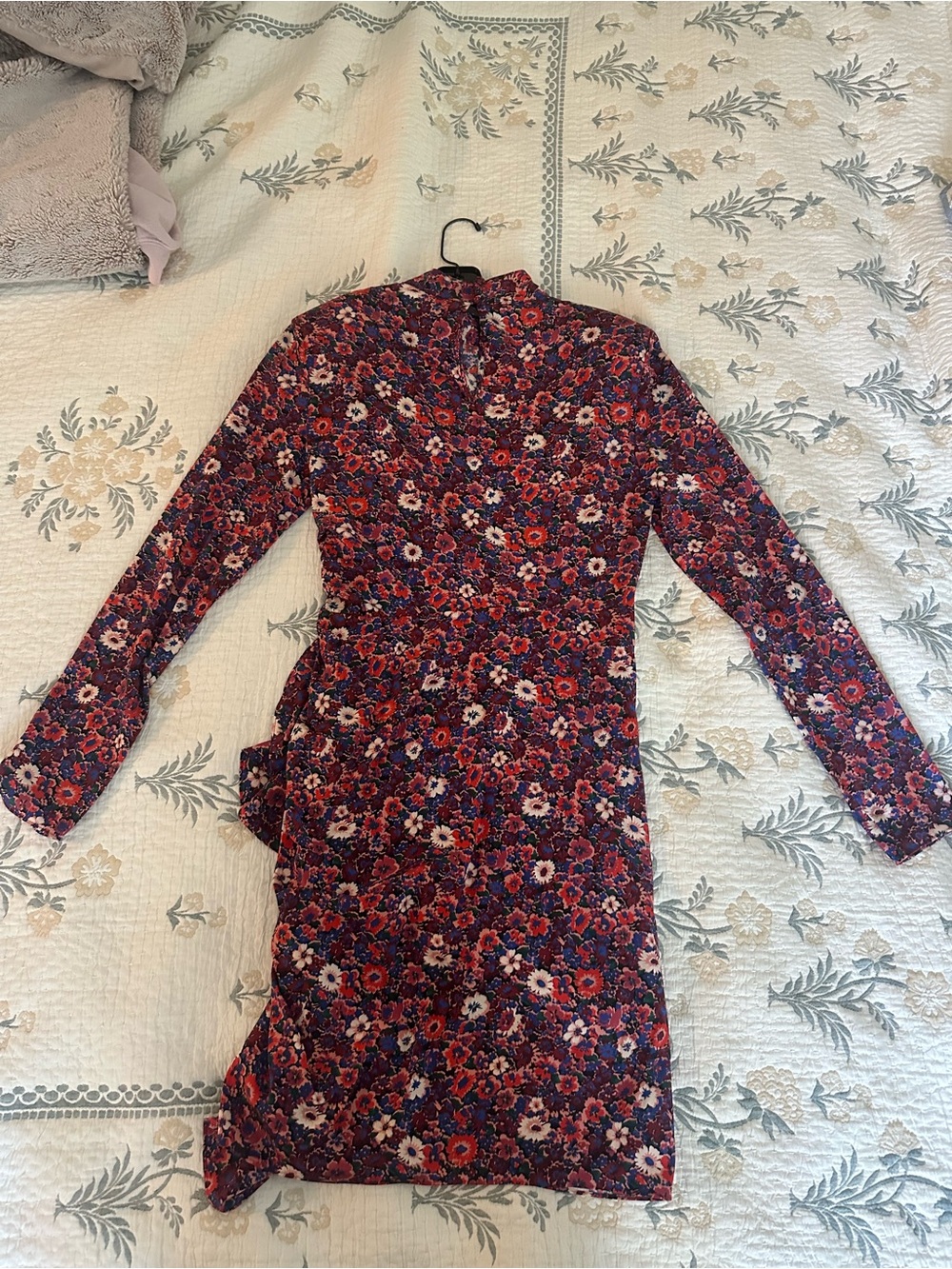 Floral Ruched Long-Sleeve Mini Dress - Pink Multi - Picture 4 of 9